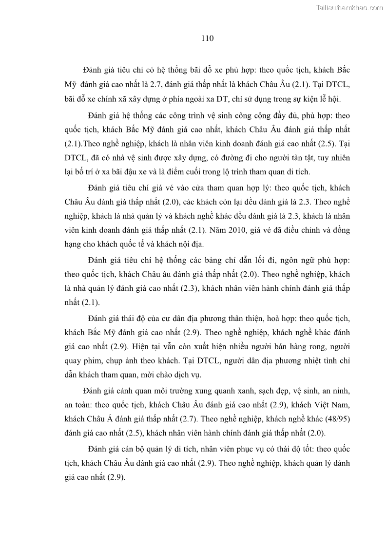 Luận án tiến sĩ kinh tế Tổ chức các hoạt động du lịch tại một số di tích lịch sử văn hóa quốc gia của Hà Nội theo hướng phát triển bền vững - 16 Trang 121