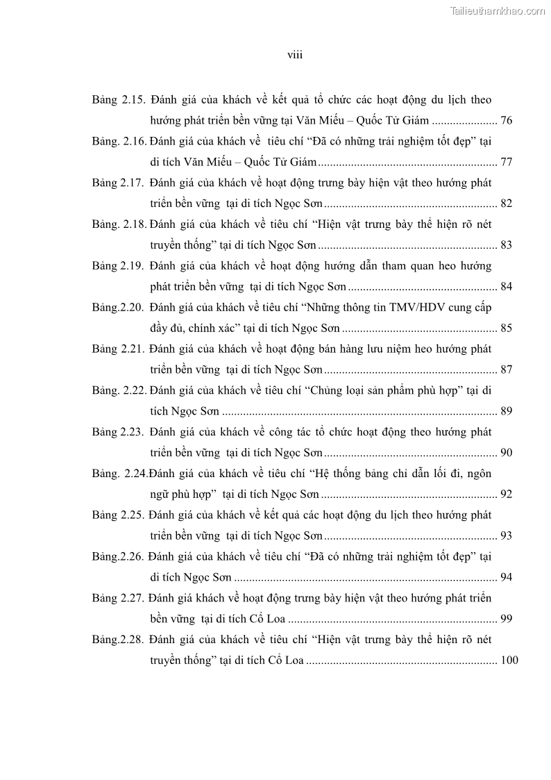 Luận án tiến sĩ kinh tế Tổ chức các hoạt động du lịch tại một số di tích lịch sử văn hóa quốc gia của Hà Nội theo hướng phát triển bền vững - 2 Trang 9