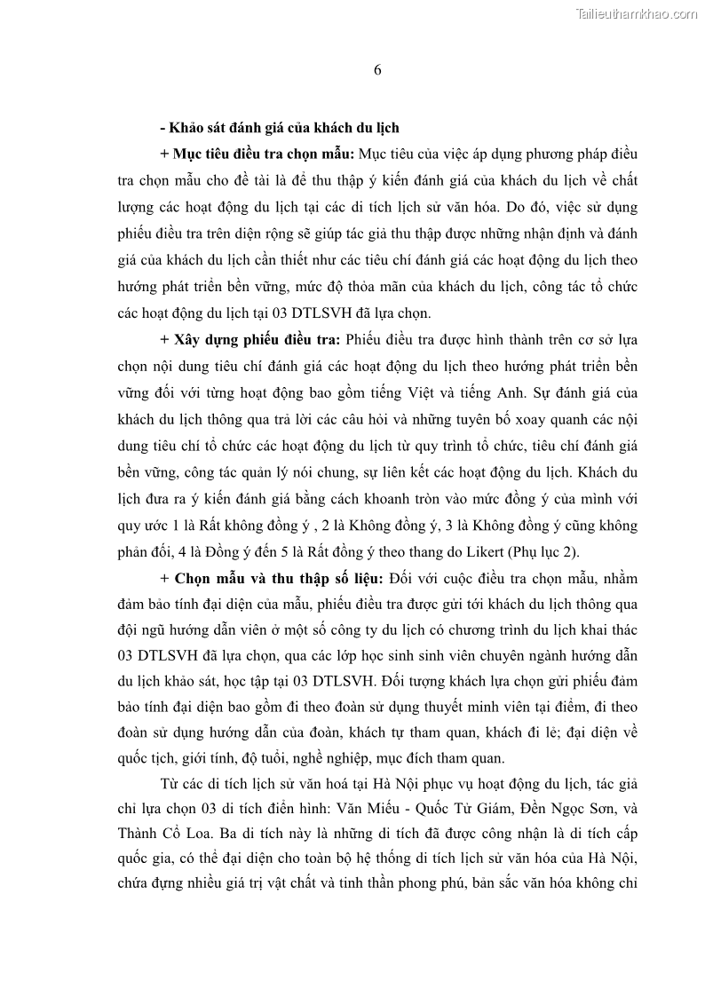 Luận án tiến sĩ kinh tế Tổ chức các hoạt động du lịch tại một số di tích lịch sử văn hóa quốc gia của Hà Nội theo hướng phát triển bền vững - 3 Trang 17