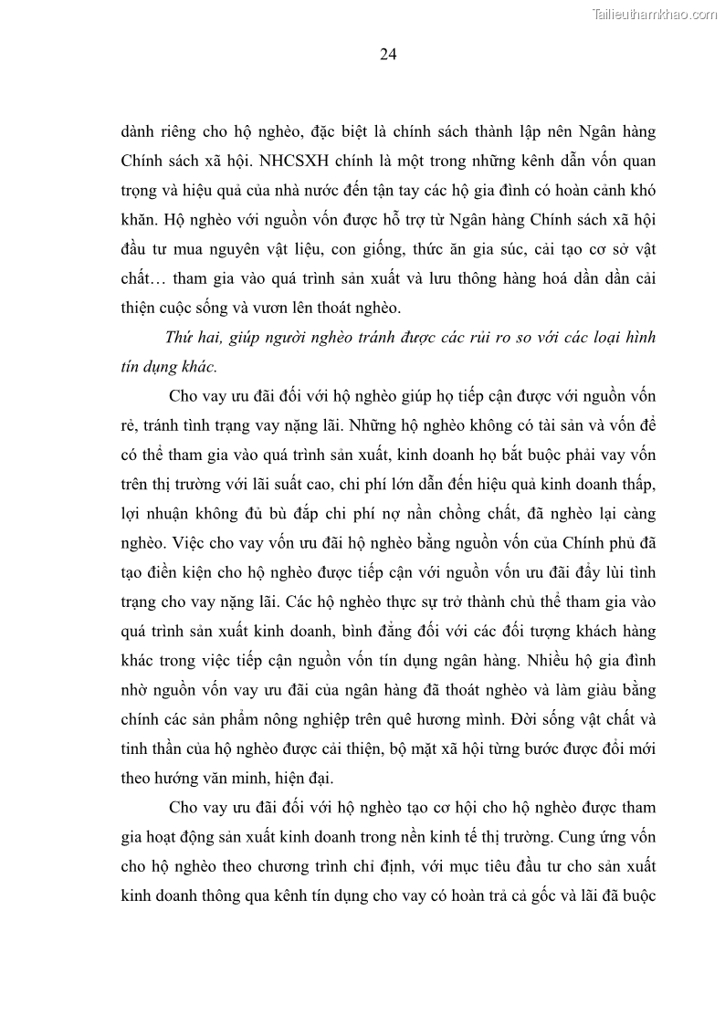 Luận văn Thạc sĩ Kinh tế Chất lượng cho vay hộ nghèo tại Ngân hàng Chính sách xã hội Việt Nam - Chi nhánh Bắc Ninh - 5 Trang 33