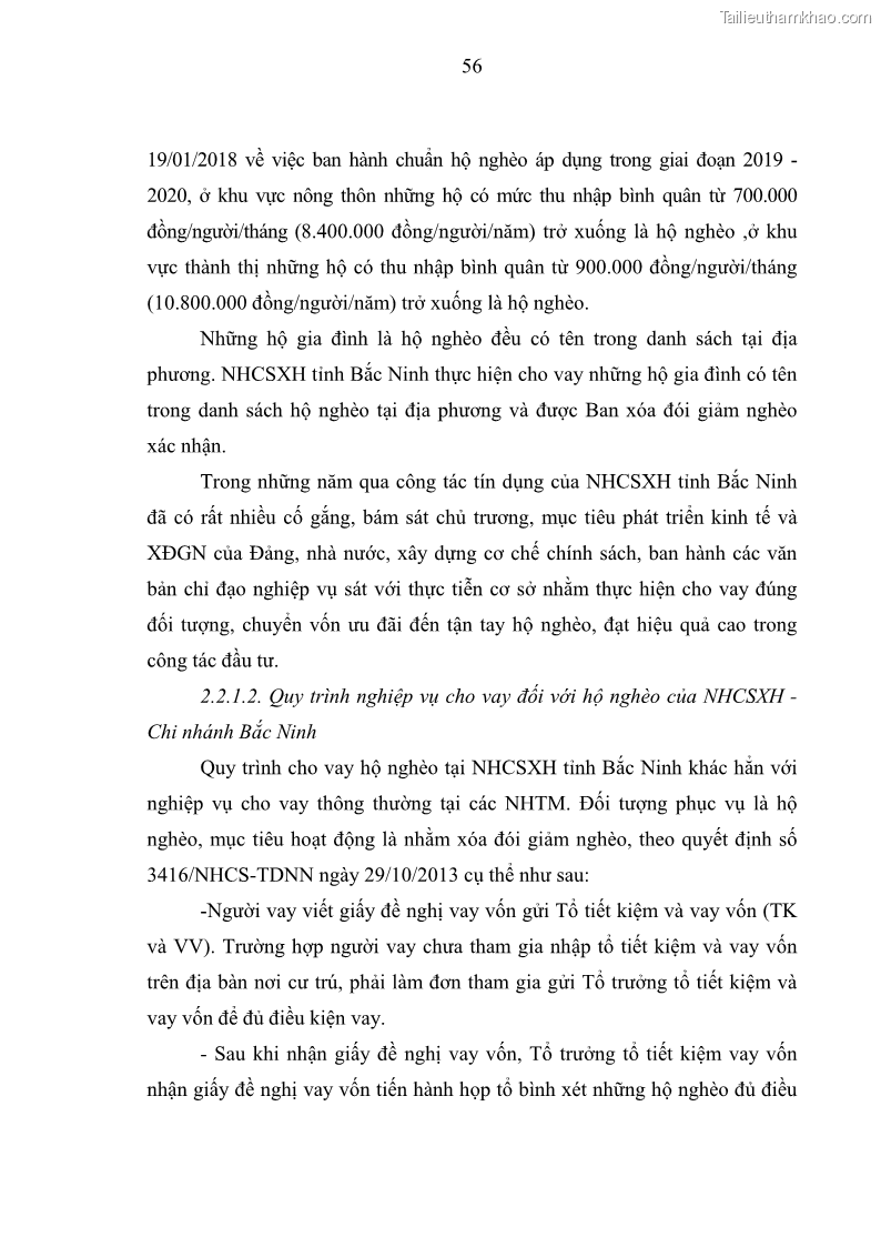 Luận văn Thạc sĩ Kinh tế Chất lượng cho vay hộ nghèo tại Ngân hàng Chính sách xã hội Việt Nam - Chi nhánh Bắc Ninh - 9 Trang 65