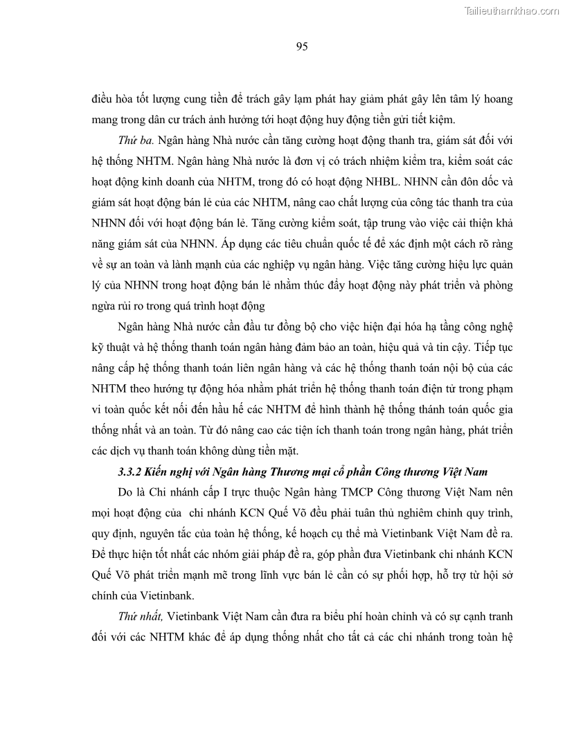 Luận văn Thạc sĩ Kinh tế Chất lượng dịch vụ ngân hàng bán lẻ tại Ngân hàng Thương mại cổ phần Công thương Việt Nam- Chi nhánh Khu công nghiệp Quế Võ - 14 Trang 105