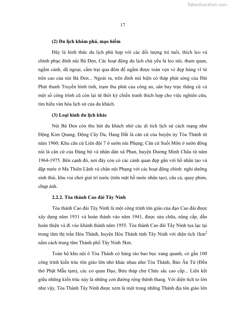 Luận văn Thạc sĩ Kinh tế Một số nhân tố tác động đến sự hài lòng của du khách đối với dịch vụ du lịch tại Khu du lịch núi Bà Đen tỉnh Tây Ninh - 4 Trang 25