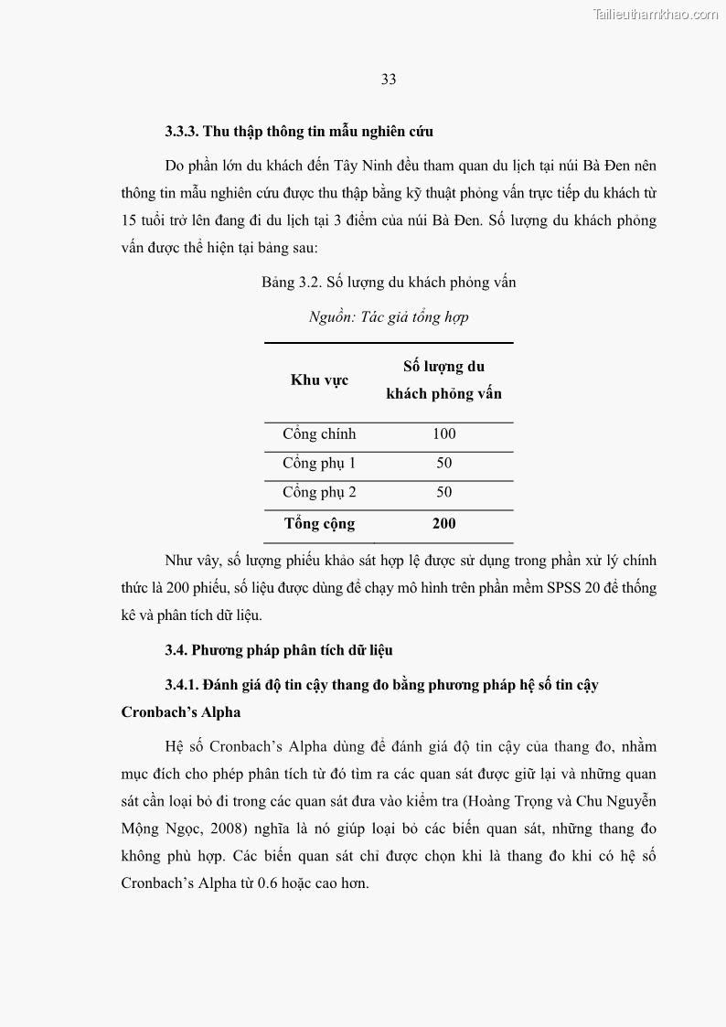 Luận văn Thạc sĩ Kinh tế Một số nhân tố tác động đến sự hài lòng của du khách đối với dịch vụ du lịch tại Khu du lịch núi Bà Đen tỉnh Tây Ninh - 6 Trang 41