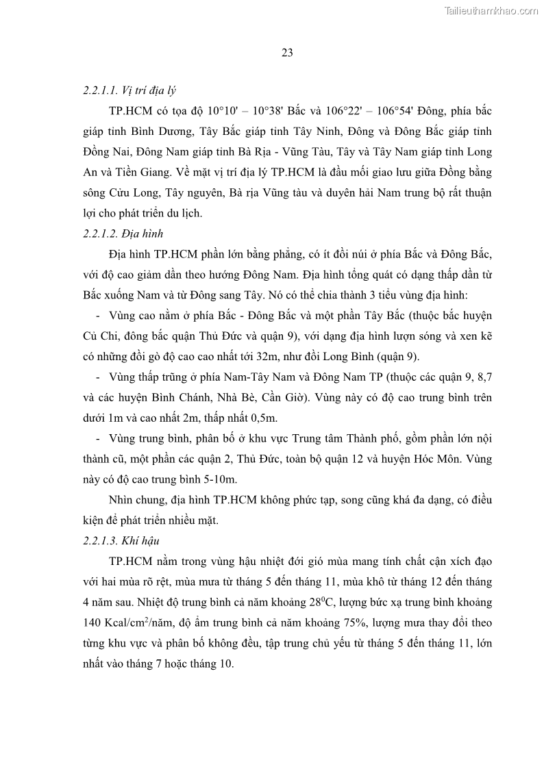 Luận văn Thạc sĩ Kinh tế Phát triển du lịch thành phố Hồ Chí Minh theo hướng bền vững – hiện trạng và giải pháp đến năm 2030 - 5 Trang 33