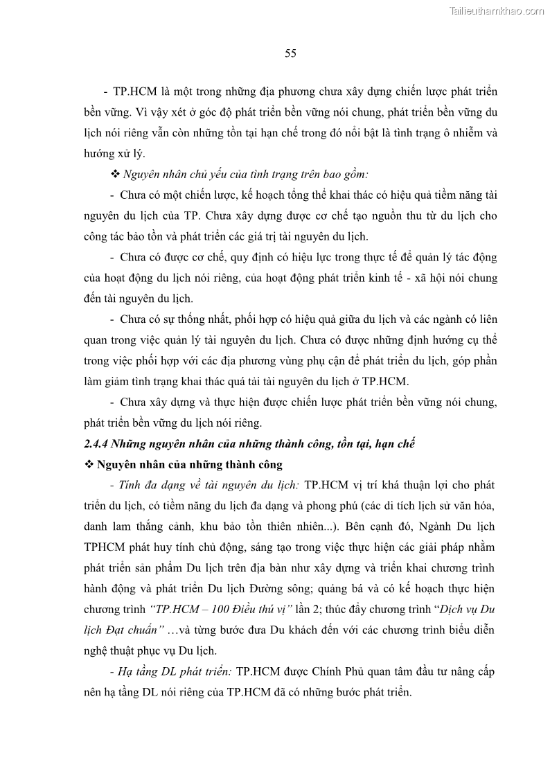 Luận văn Thạc sĩ Kinh tế Phát triển du lịch thành phố Hồ Chí Minh theo hướng bền vững – hiện trạng và giải pháp đến năm 2030 - 9 Trang 65