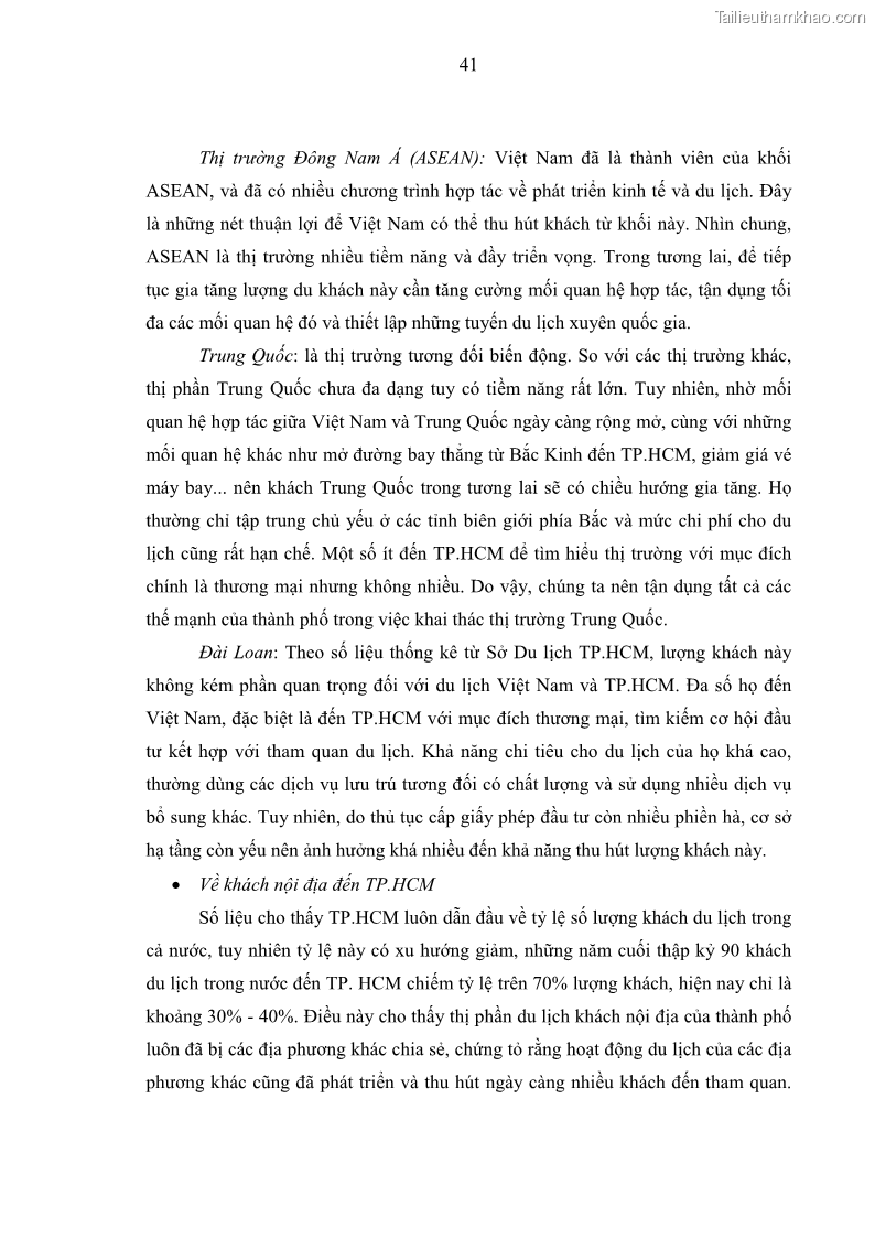 Luận văn Thạc sĩ Kinh tế Phát triển du lịch thành phố Hồ Chí Minh trong hội nhập quốc tế giai đoạn 2016 - 2025 - 7 Trang 49