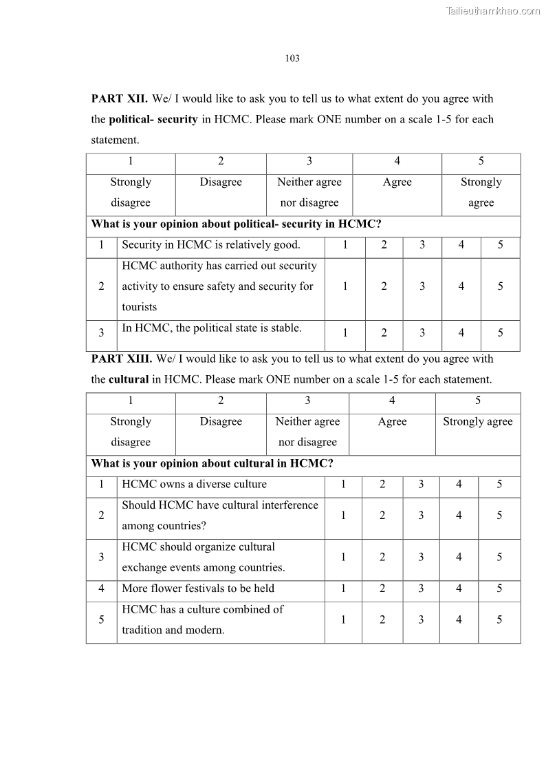 Luận văn Thạc sĩ Quản trị dịch vụ du lịch và lữ hành Nghiên cứu các yếu tố ảnh hưởng đến sự quay lại của khách du lịch quốc tế tại thành phố Hồ Chí Minh - 16 Trang 121