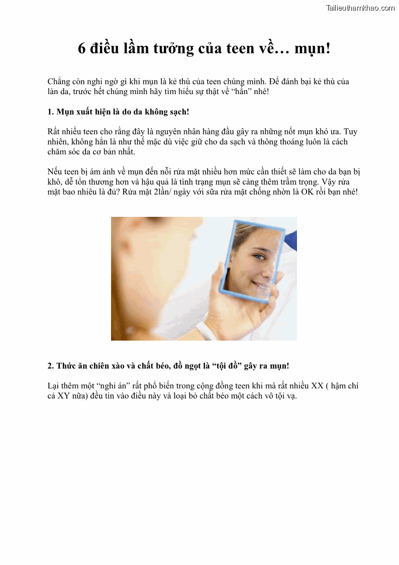 6 điều lầm tưởng của teen về mụn