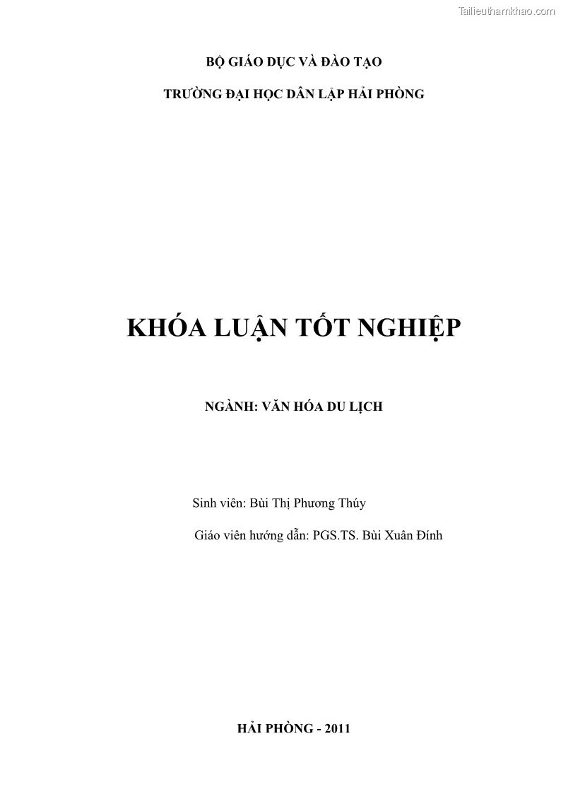 Khóa luận tốt nghiệp Văn hóa du lịch Nghi lễ cày Tịch điền Đọi Sơn huyện Duy Tiên tỉnh Hà Nam với phát triển du lịch - 1 Trang 1