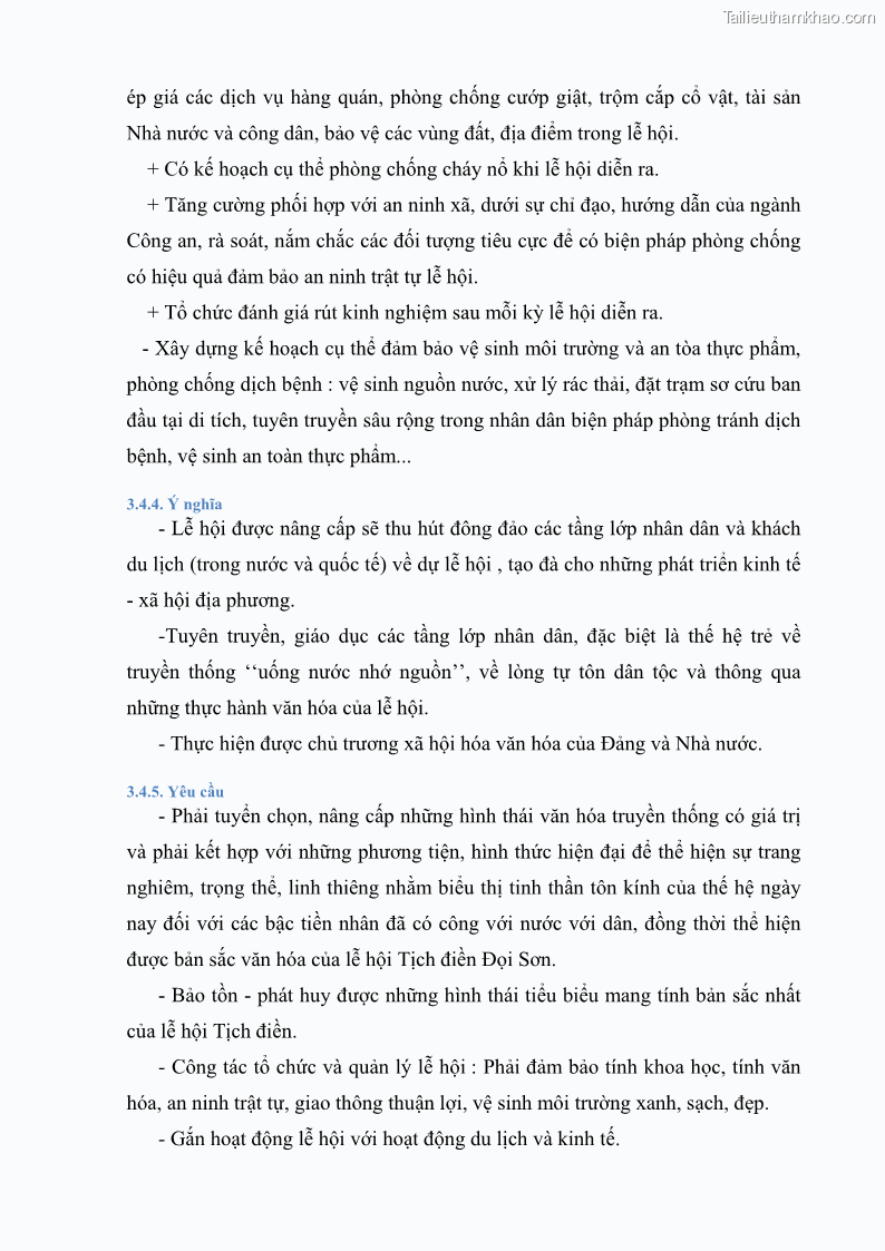 Khóa luận tốt nghiệp Văn hóa du lịch Nghi lễ cày Tịch điền Đọi Sơn huyện Duy Tiên tỉnh Hà Nam với phát triển du lịch - 10 Trang 73