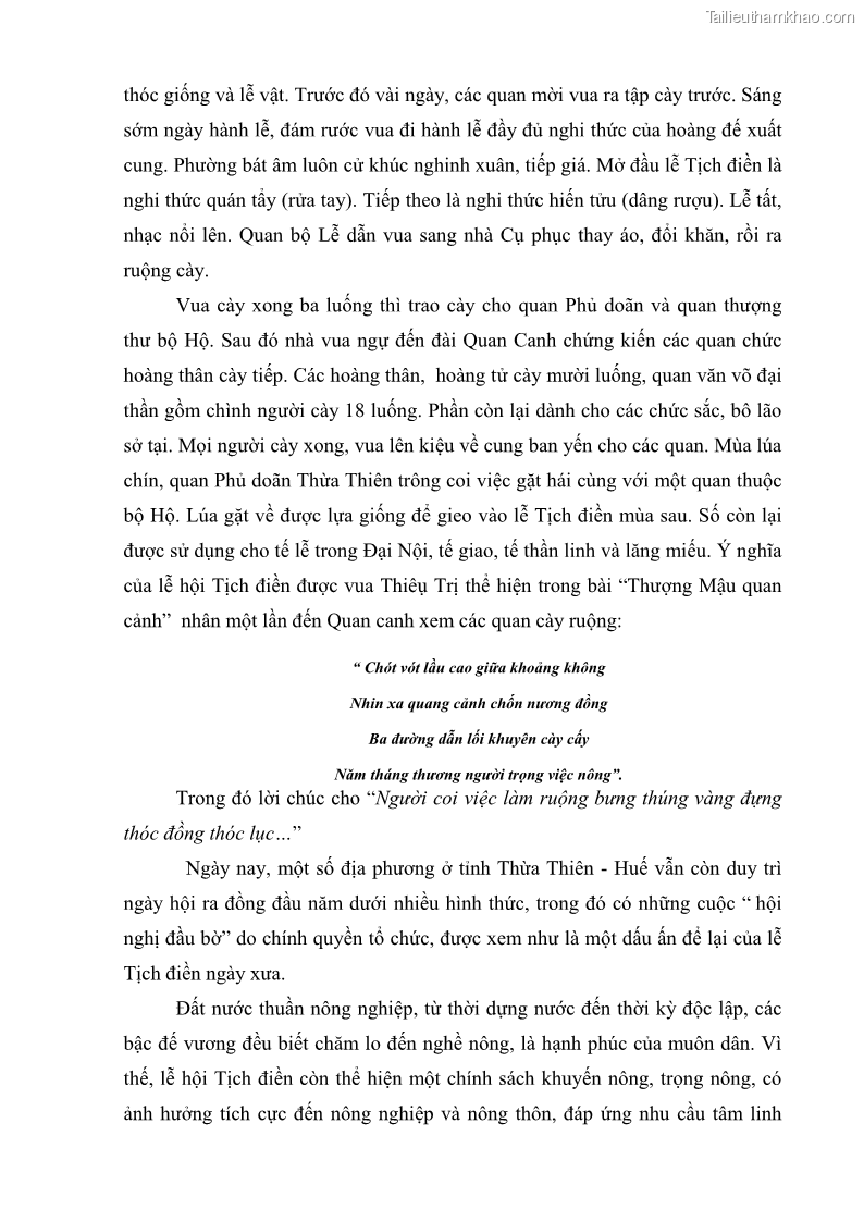 Khóa luận tốt nghiệp Văn hóa du lịch Nghi lễ cày Tịch điền Đọi Sơn huyện Duy Tiên tỉnh Hà Nam với phát triển du lịch - 4 Trang 25