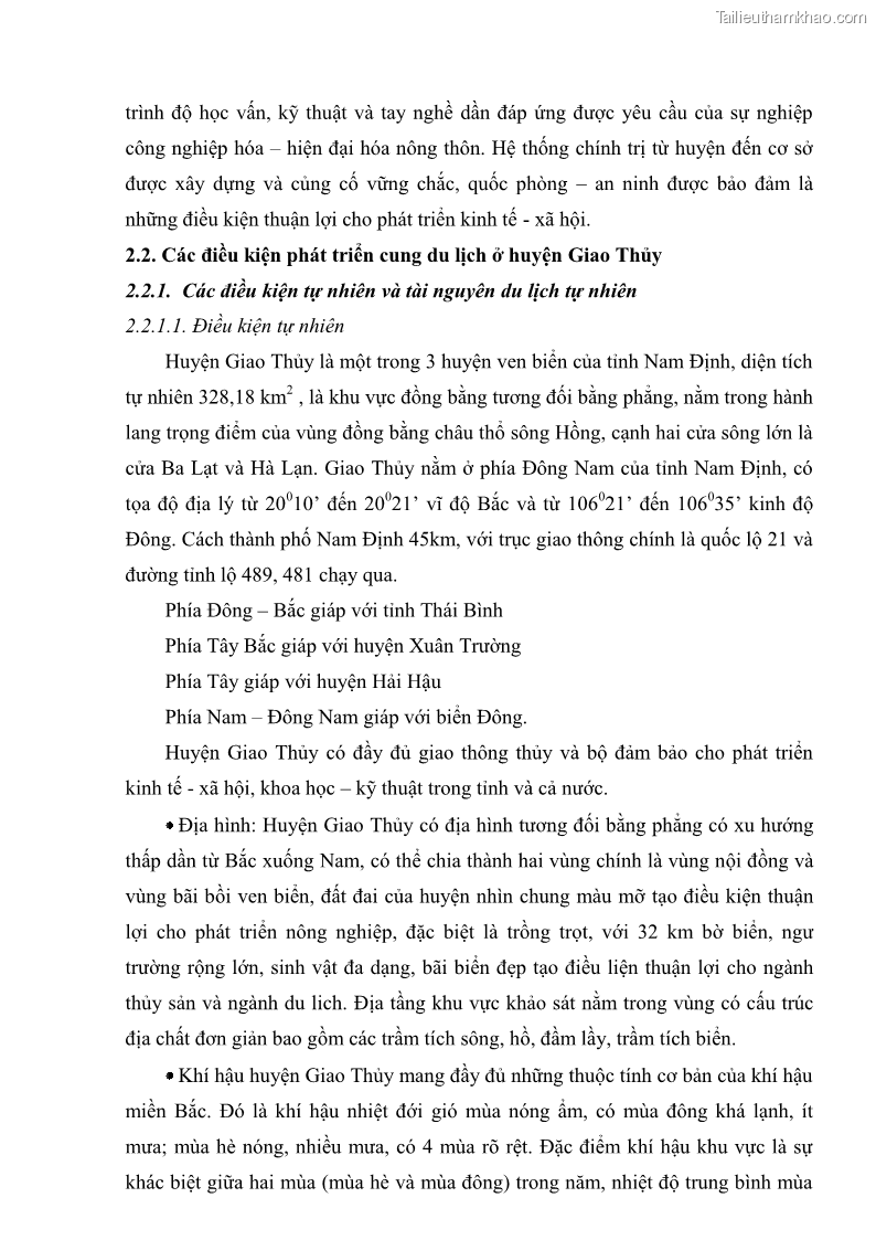 Khóa luận tốt nghiệp Văn hóa du lịch Nghiên cứu những điều kiện phát triển du lịch huyện Giao Thủy, tỉnh Nam Định - 6 Trang 41