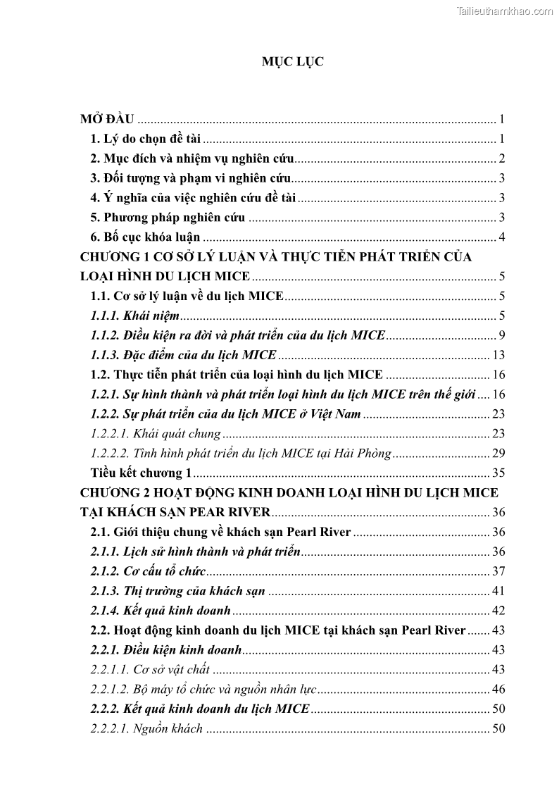 Khóa luận tốt nghiệp Văn hóa du lịch Tìm hiểu hoạt động kinh doanh loại hình du lịch MICE tại Pearl River - 1 Trang 1