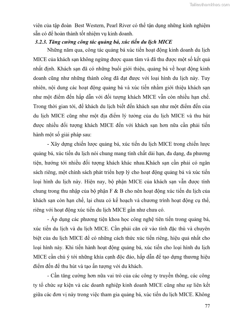 Khóa luận tốt nghiệp Văn hóa du lịch Tìm hiểu hoạt động kinh doanh loại hình du lịch MICE tại Pearl River - 11 Trang 81
