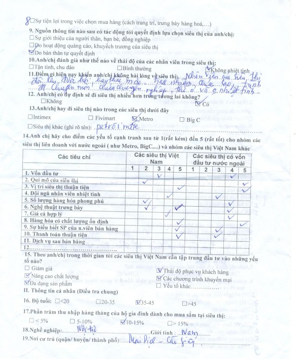 Phụ Lục 1D Mẫu phiếu điều tra dành cho nhân viên siêu thị mặt 1 Phụ Lục 1E 2