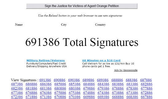 Hình 2 Số chữ kí thu thập tại website http www petitiononline com AOVN petition html 2