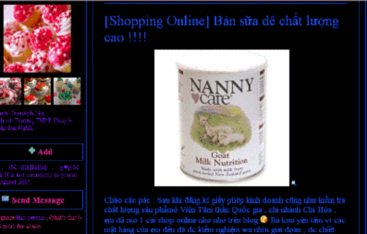 Hình 6 Blog bán sữa của một học trò trường chuyên Trần Đại Nghĩa TP Hồ 2