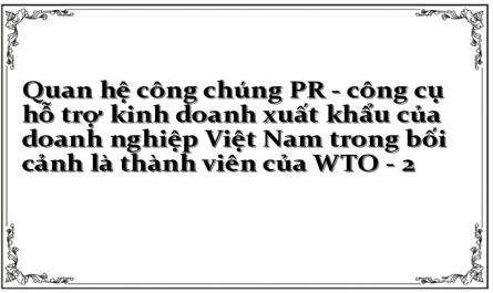 Quan hệ công chúng PR - công cụ hỗ trợ kinh doanh xuất khẩu của doanh nghiệp Việt Nam trong bối cảnh là thành viên của WTO - 2