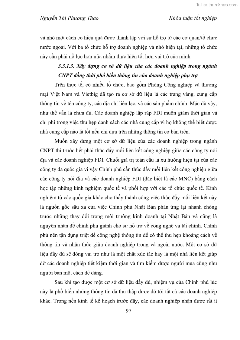 Khóa luận tốt nghiệp Phát triển công nghiệp phụ trợ nhằm tăng cường thu hút đầu tư trực tiếp nước ngoài vào Việt Nam - 13 Trang 97