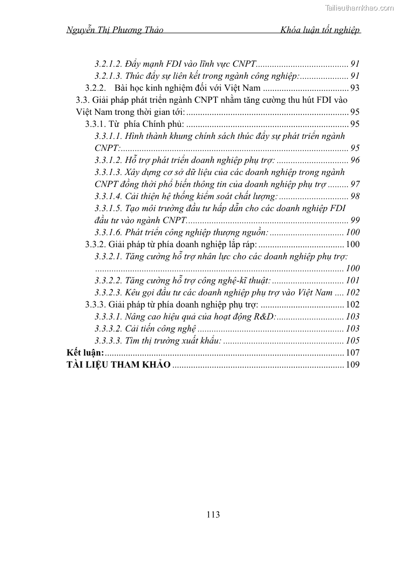 Khóa luận tốt nghiệp Phát triển công nghiệp phụ trợ nhằm tăng cường thu hút đầu tư trực tiếp nước ngoài vào Việt Nam - 15 Trang 113