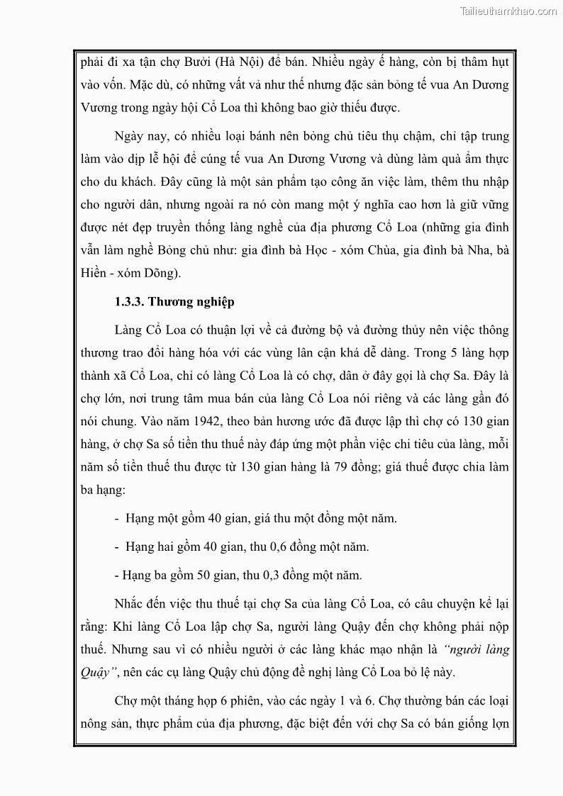 Khóa luận tốt nghiệp Văn hóa du lịch Khai thác các giá trị lịch sử - văn hóa của làng Cổ Loa, huyện Đông Anh, thành phố Hà Nội phục vụ phát triển du lịch - 4 Trang 25