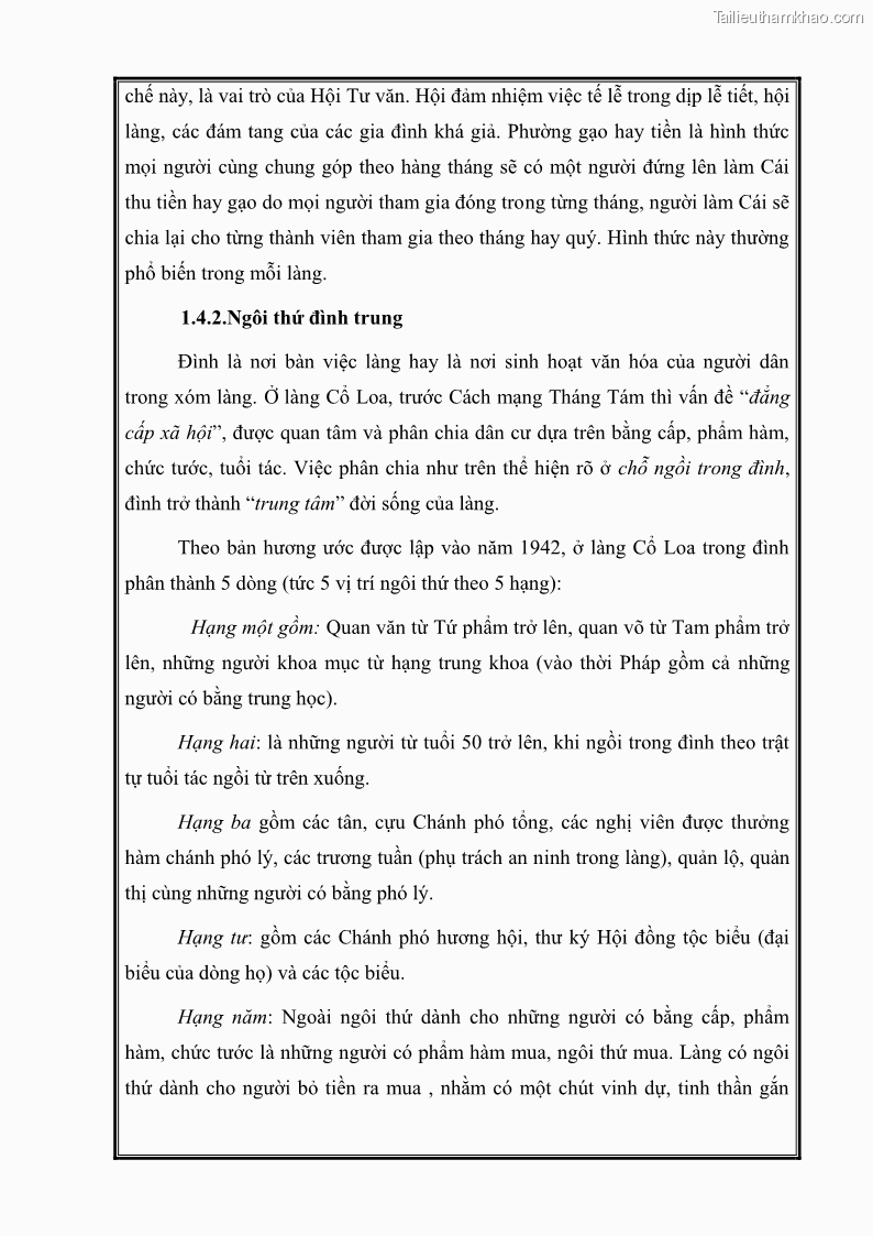 Khóa luận tốt nghiệp Văn hóa du lịch Khai thác các giá trị lịch sử - văn hóa của làng Cổ Loa, huyện Đông Anh, thành phố Hà Nội phục vụ phát triển du lịch - 5 Trang 33