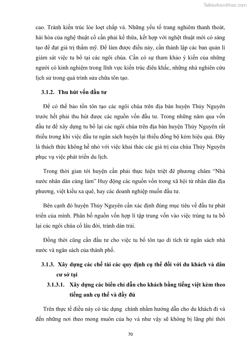 Khóa luận tốt nghiệp Văn hóa du lịch Khai thác giá trị hệ thống chùa Thủy Nguyên phục vụ phát triển du lịch - 10 Trang 73