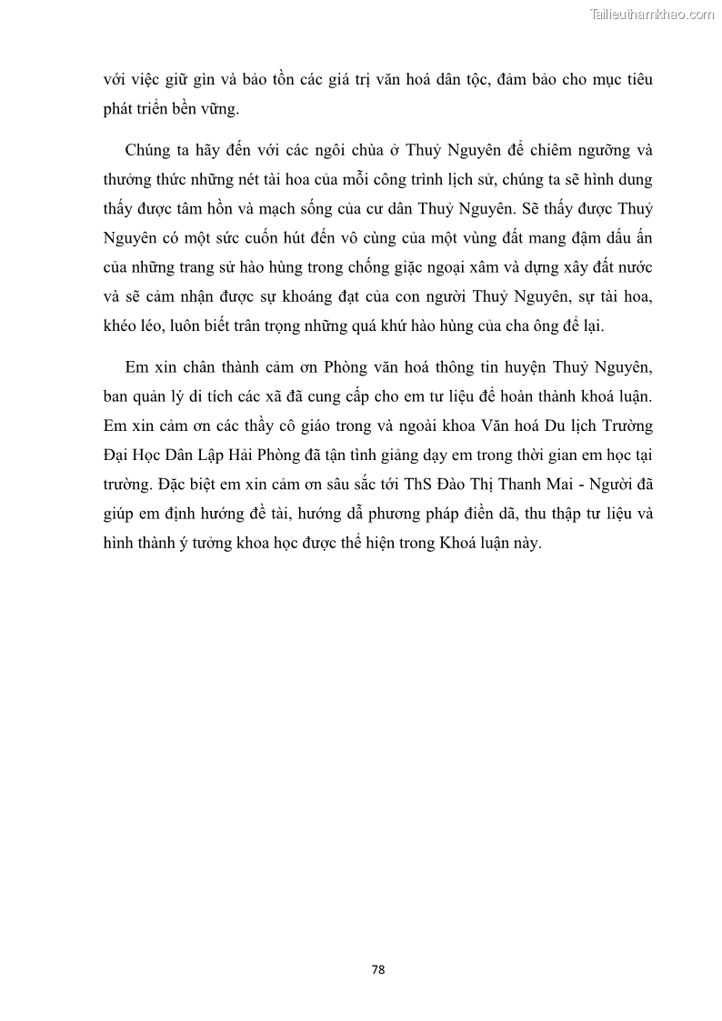 Khóa luận tốt nghiệp Văn hóa du lịch Khai thác giá trị hệ thống chùa Thủy Nguyên phục vụ phát triển du lịch - 11 Trang 81