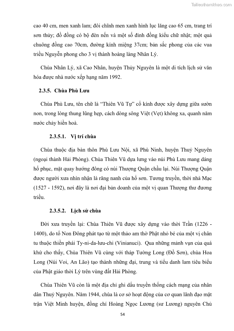 Khóa luận tốt nghiệp Văn hóa du lịch Khai thác giá trị hệ thống chùa Thủy Nguyên phục vụ phát triển du lịch - 8 Trang 57