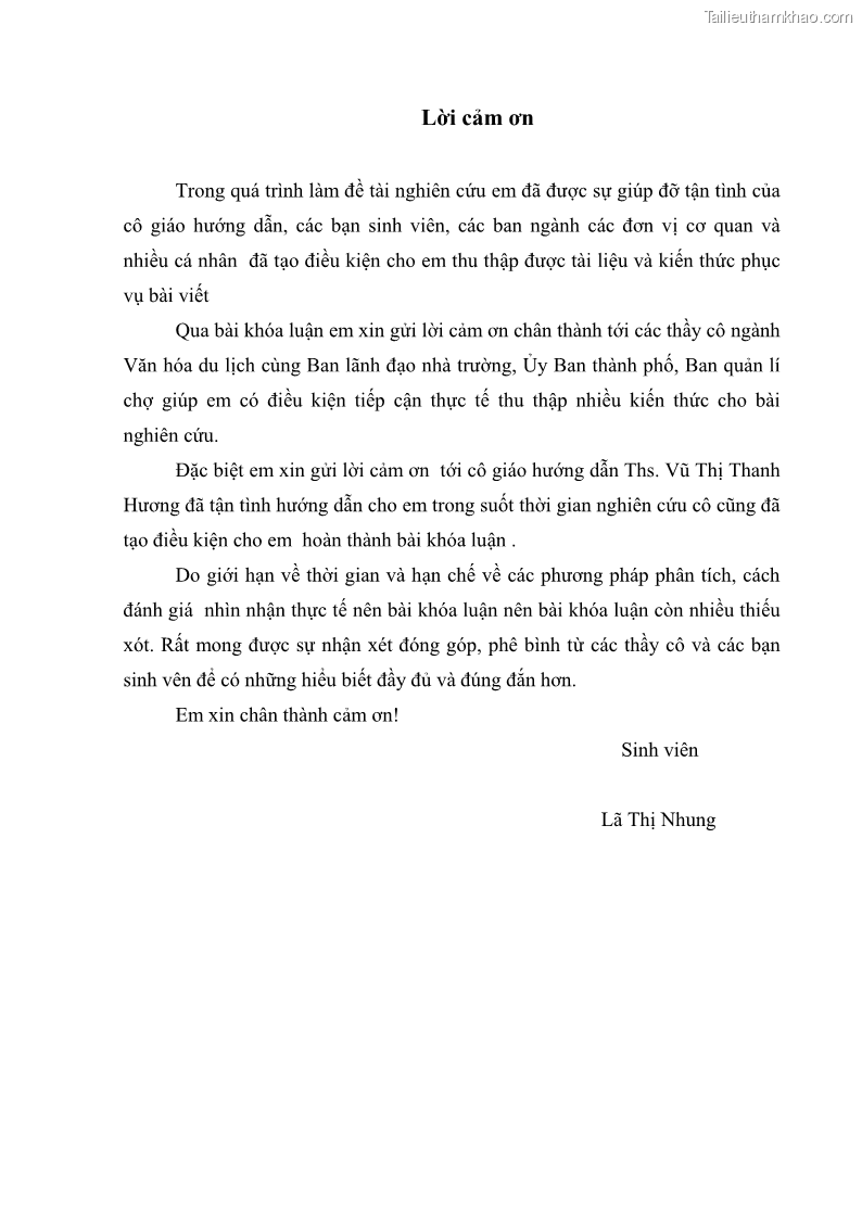 Khóa luận tốt nghiệp Văn hóa du lịch Nghiên cứu khai thác chợ Hải Phòng phục vụ phát triển loại hình du lịch chợ - 1 Trang 1