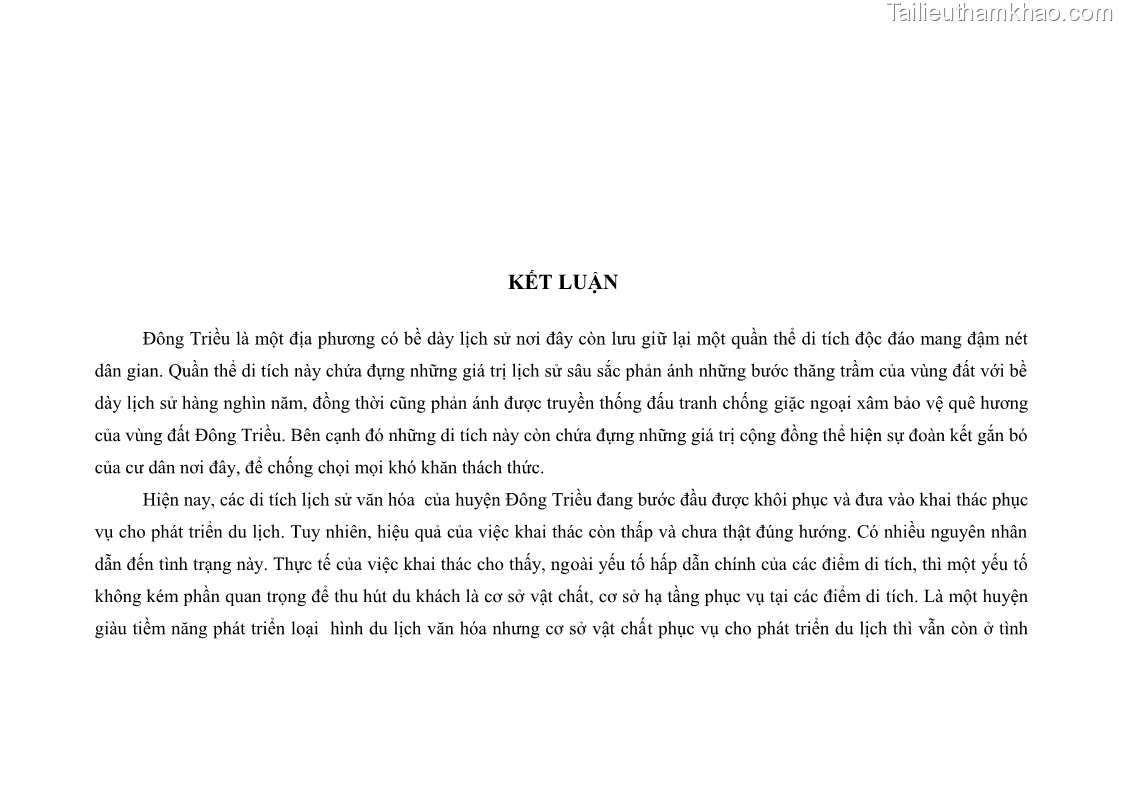 Khóa luận tốt nghiệp Văn hóa du lịch Tìm hiểu các di tích lịch sử văn hoá ở huyện Đông Triều – Quảng Ninh phục vụ cho phát triển du lịch - 12 Trang 89