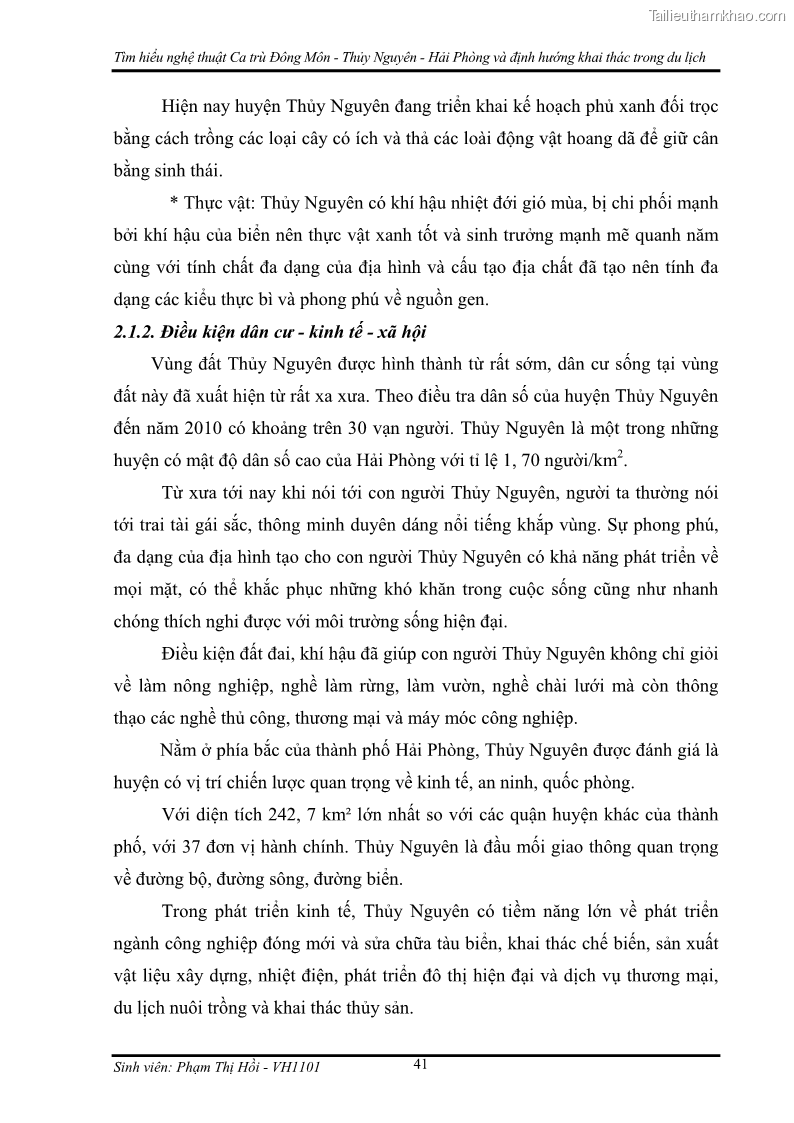 Khóa luận tốt nghiệp Văn hóa du lịch Tìm hiểu nghệ thuật Ca trù Đông Môn - Thủy Nguyên - Hải Phòng và định hướng khai thác trong du lịch - 6 Trang 41