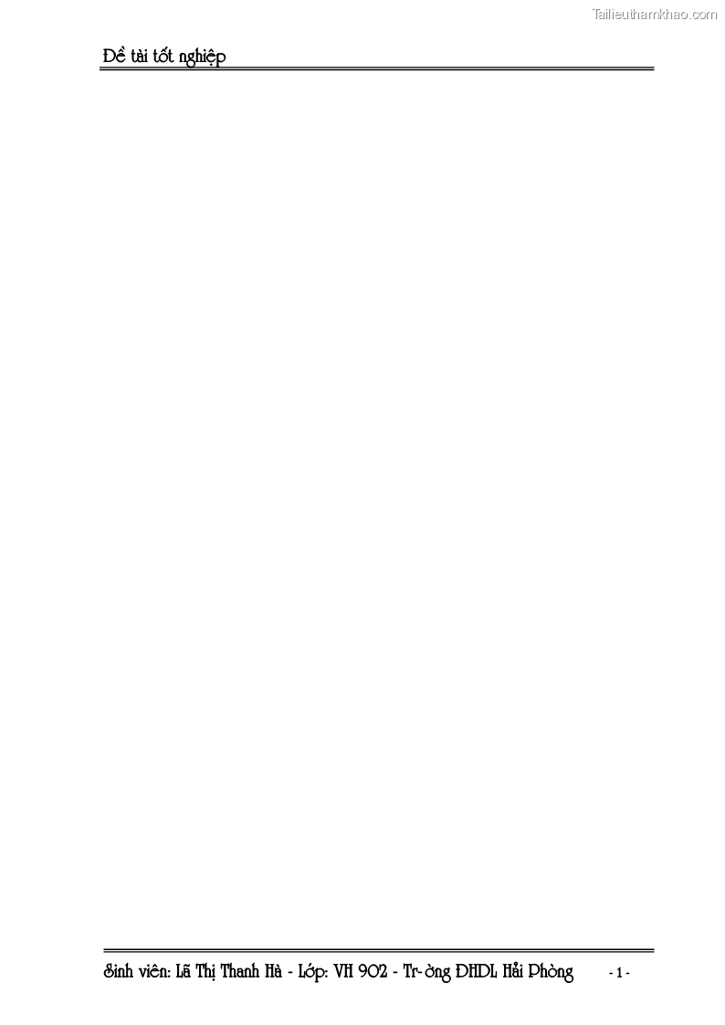 Khóa luận tốt nghiệp Văn hóa du lịch Khai thác giá trị văn hoá các làng nghề truyền thống ở Thuỷ Nguyên để phục vụ phát triển du lịch làng nghề ở Hải Phòng - 1 Trang 1