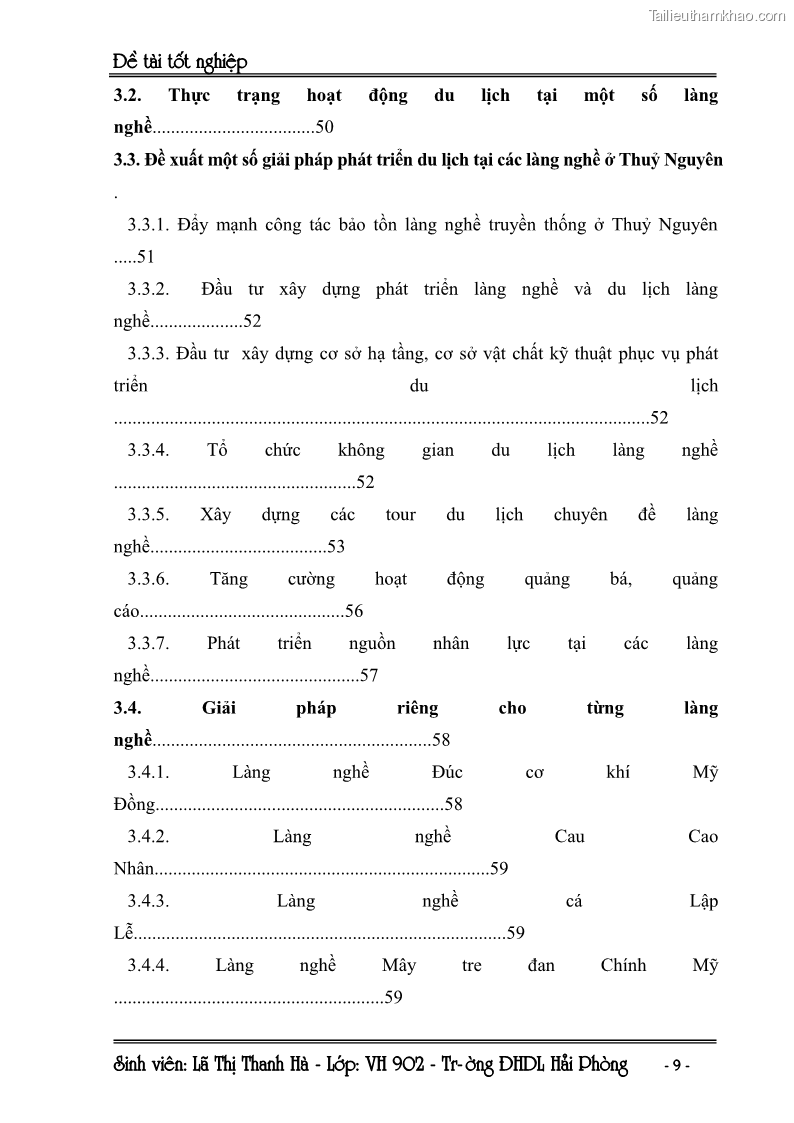 Khóa luận tốt nghiệp Văn hóa du lịch Khai thác giá trị văn hoá các làng nghề truyền thống ở Thuỷ Nguyên để phục vụ phát triển du lịch làng nghề ở Hải Phòng - 2 Trang 9