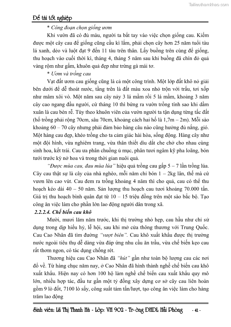 Khóa luận tốt nghiệp Văn hóa du lịch Khai thác giá trị văn hoá các làng nghề truyền thống ở Thuỷ Nguyên để phục vụ phát triển du lịch làng nghề ở Hải Phòng - 6 Trang 41