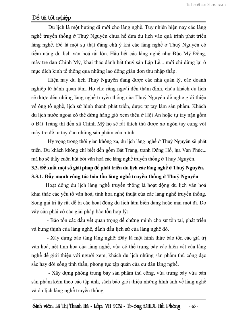 Khóa luận tốt nghiệp Văn hóa du lịch Khai thác giá trị văn hoá các làng nghề truyền thống ở Thuỷ Nguyên để phục vụ phát triển du lịch làng nghề ở Hải Phòng - 9 Trang 65