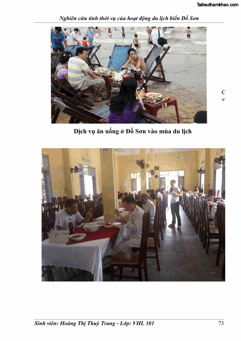 Khóa luận tốt nghiệp Văn hóa du lịch Nghiên cứu tính thời vụ của hoạt động du lịch biển Đồ Sơn - 10 Trang 73