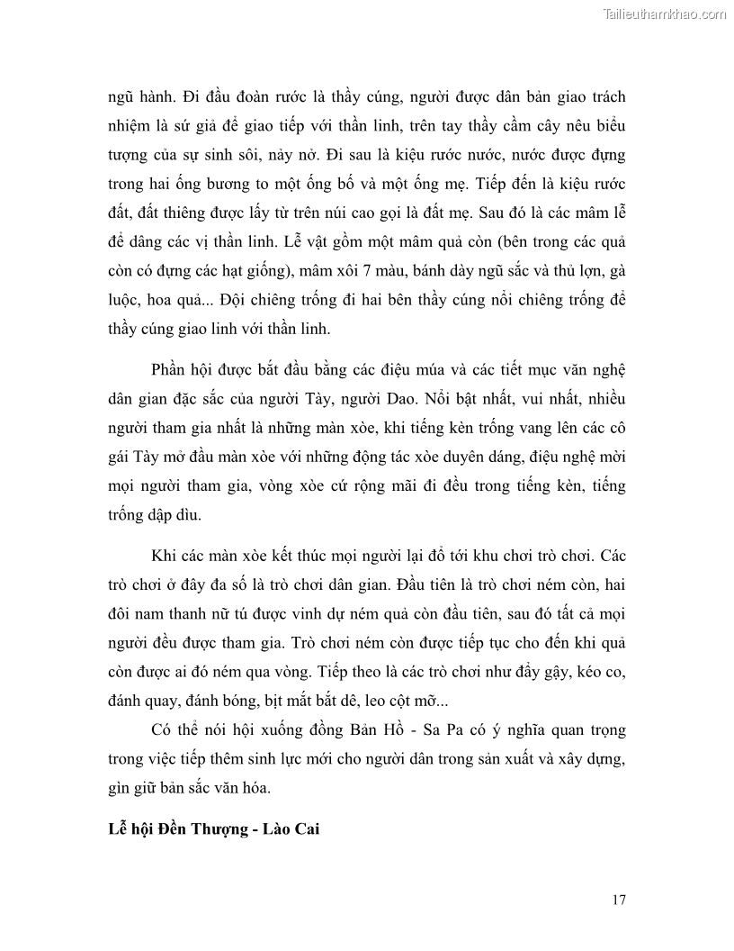 Khóa luận tốt nghiệp Văn hóa du lịch Tìm hiểu văn hóa chợ tình Tây Bắc - Tiềm năng để phát triển du lịch - 3 Trang 17