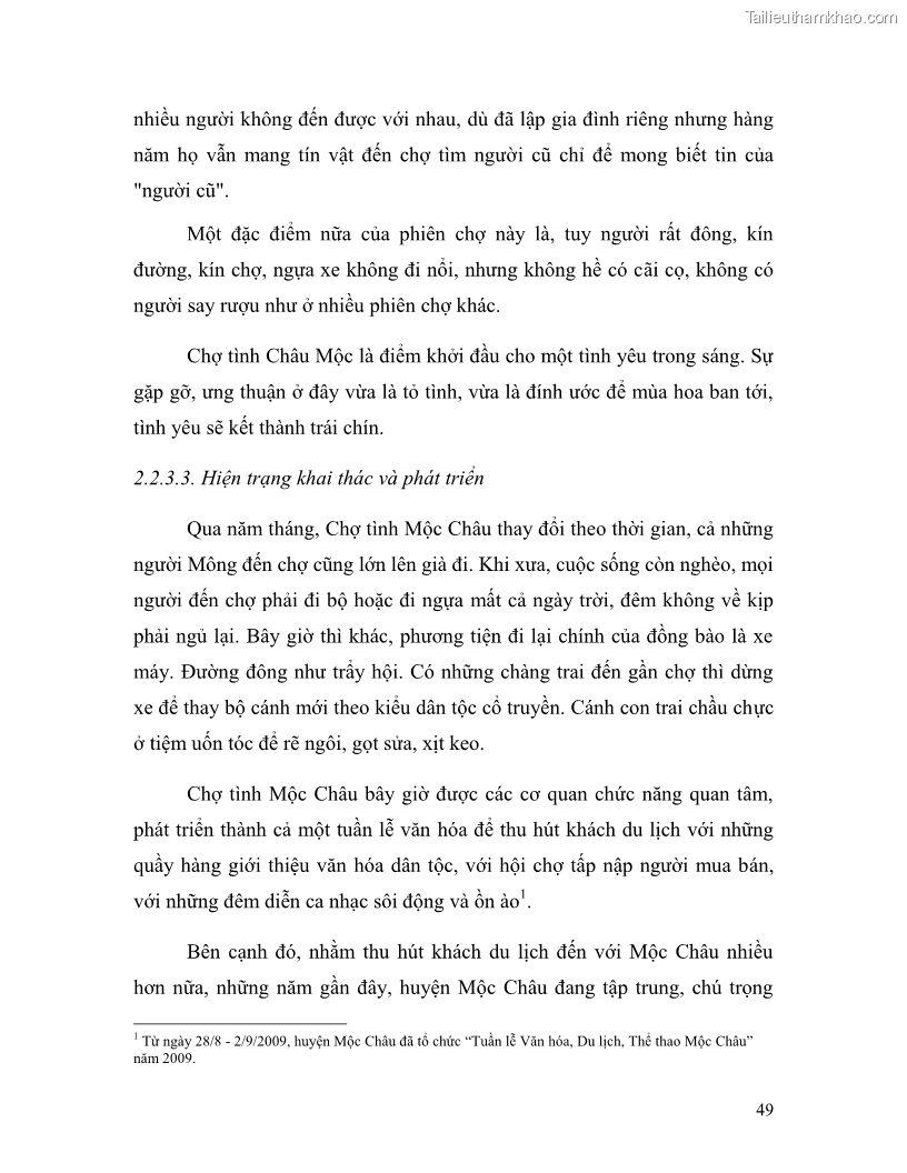 Khóa luận tốt nghiệp Văn hóa du lịch Tìm hiểu văn hóa chợ tình Tây Bắc - Tiềm năng để phát triển du lịch - 7 Trang 49