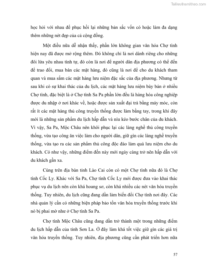 Khóa luận tốt nghiệp Văn hóa du lịch Tìm hiểu văn hóa chợ tình Tây Bắc - Tiềm năng để phát triển du lịch - 8 Trang 57