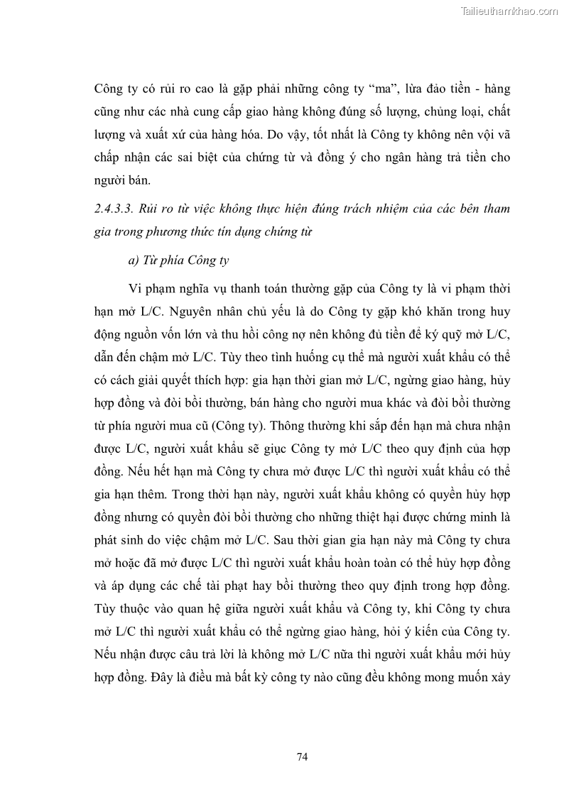 Khóa luận tốt nghiệp Rủi ro trong thanh toán quốc tế tại công ty cổ phần dịch vụ kỹ thuật - TSC - 11 Trang 81