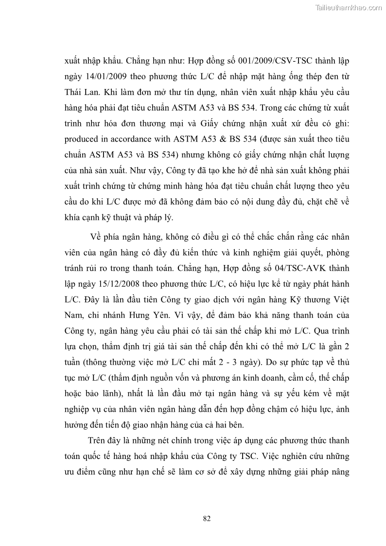 Khóa luận tốt nghiệp Rủi ro trong thanh toán quốc tế tại công ty cổ phần dịch vụ kỹ thuật - TSC - 12 Trang 89