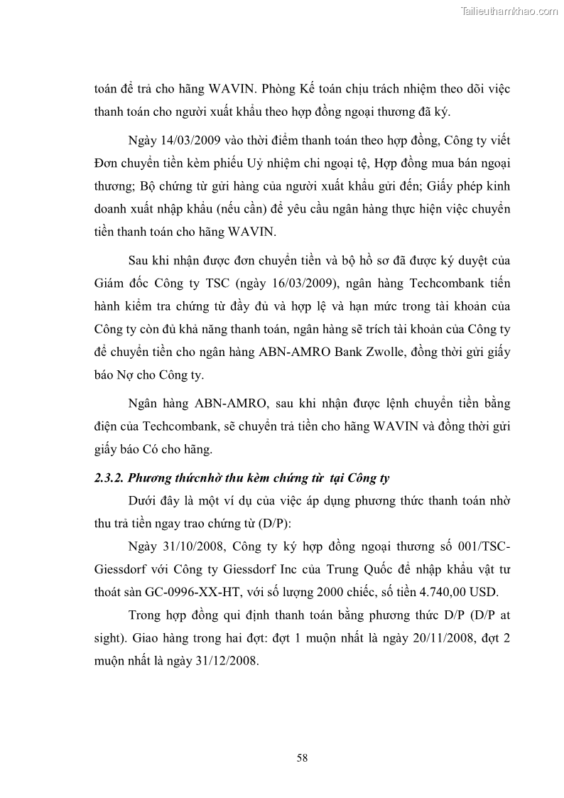 Khóa luận tốt nghiệp Rủi ro trong thanh toán quốc tế tại công ty cổ phần dịch vụ kỹ thuật - TSC - 9 Trang 65