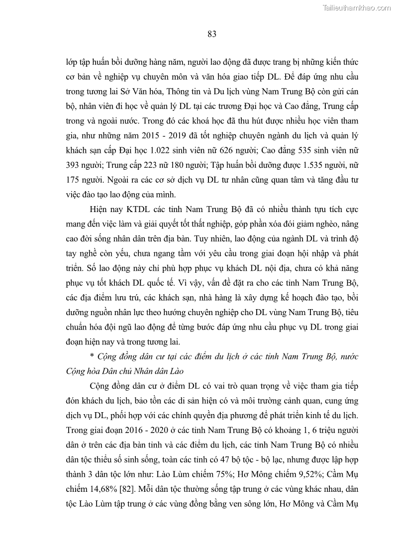 Luận án Tiến sĩ Kinh tế chính trị Kinh tế du lịch ở các tỉnh Nam Trung Bộ nước Cộng hòa dân chủ nhân dân Lào - 12 Trang 89