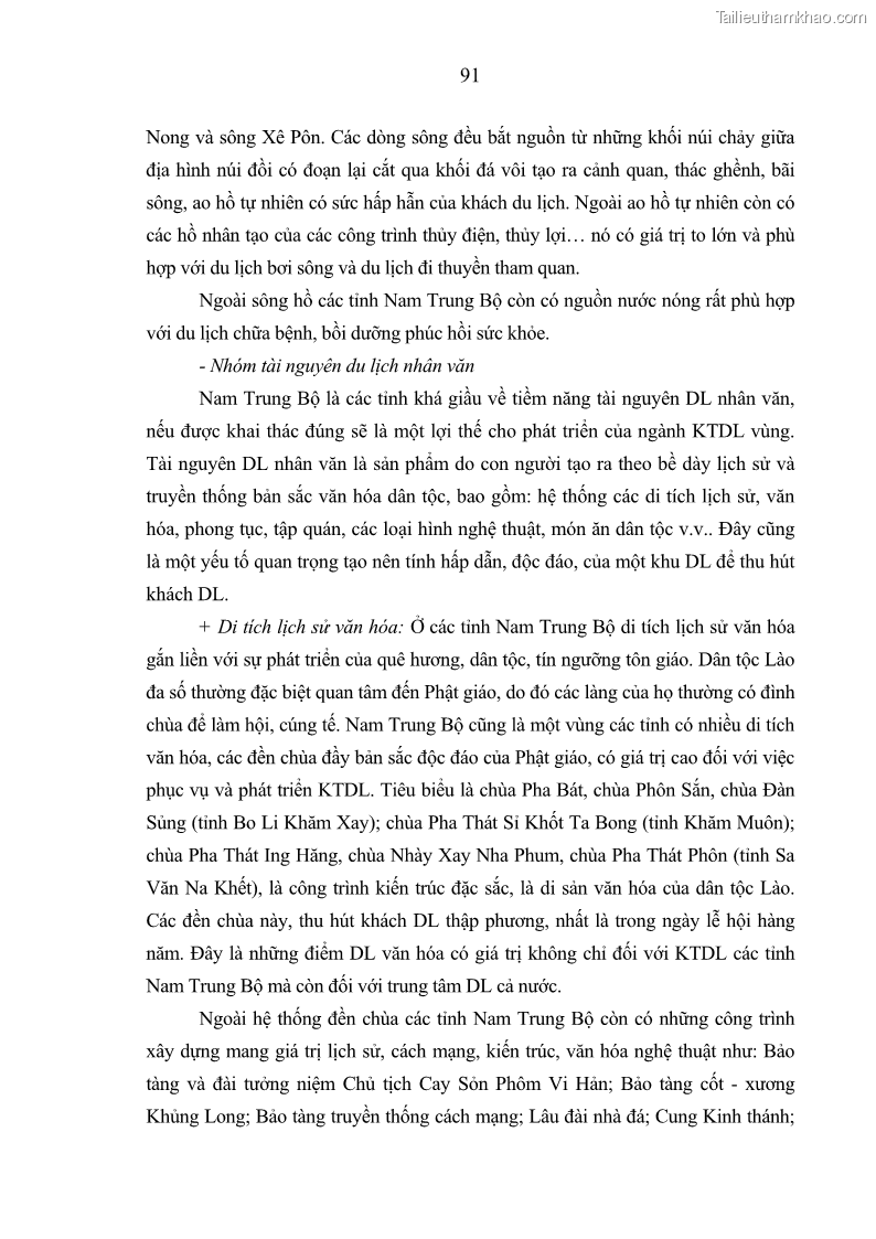 Luận án Tiến sĩ Kinh tế chính trị Kinh tế du lịch ở các tỉnh Nam Trung Bộ nước Cộng hòa dân chủ nhân dân Lào - 13 Trang 97