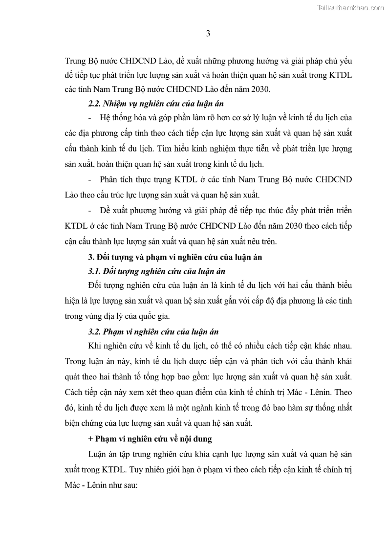 Luận án Tiến sĩ Kinh tế chính trị Kinh tế du lịch ở các tỉnh Nam Trung Bộ nước Cộng hòa dân chủ nhân dân Lào - 2 Trang 9