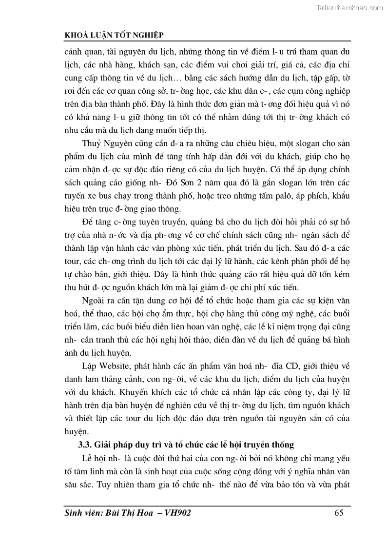 Khóa luận tốt nghiệp Văn hóa du lịch Khai thác giá trị lịch sử, văn hoá các di tích thờ tướng quân nhà Trần ở huyện Thuỷ Nguyên – Hải Phòng phục vụ cho du lịch - 9 Trang 65