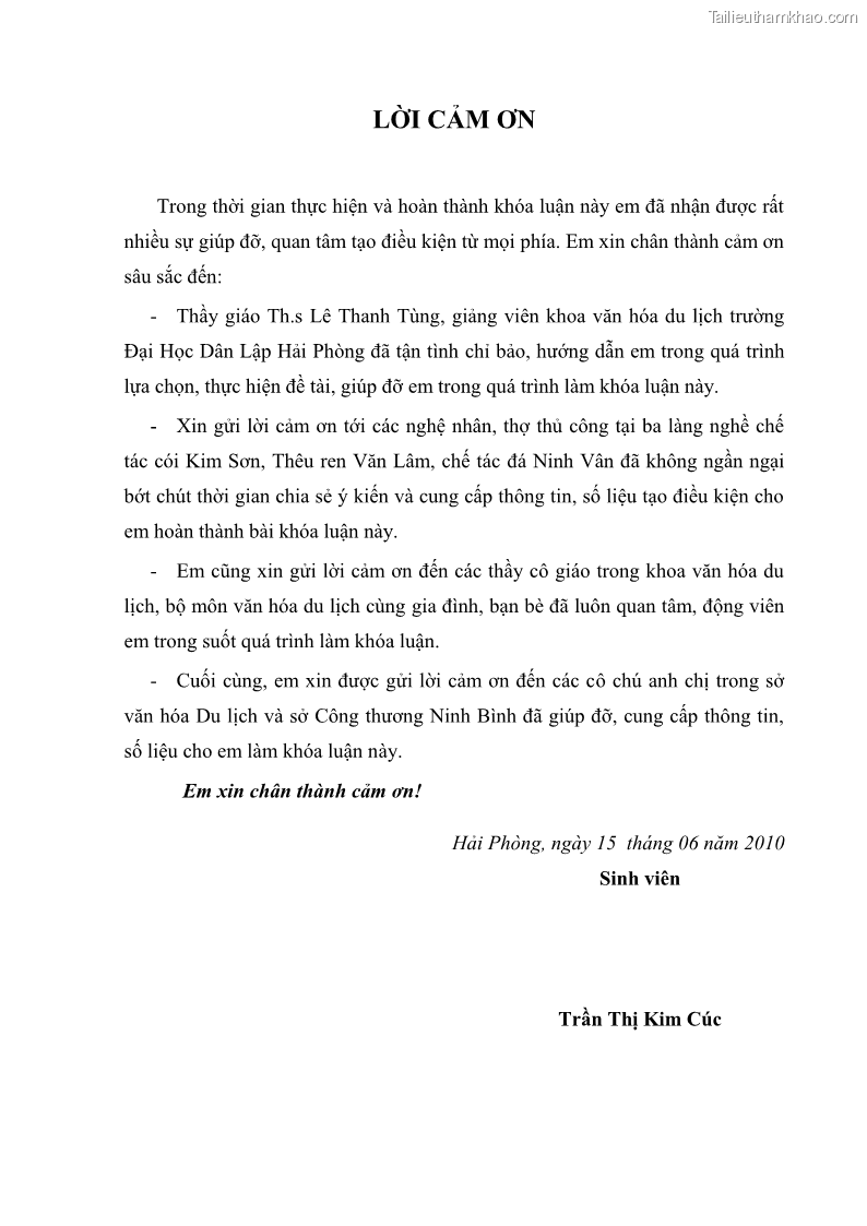 Khóa luận tốt nghiệp Văn hóa du lịch Làng nghề truyền thống và ý nghĩa đối với vấn đề phát triển du lịch ở tỉnh Ninh Bình - 1 Trang 1