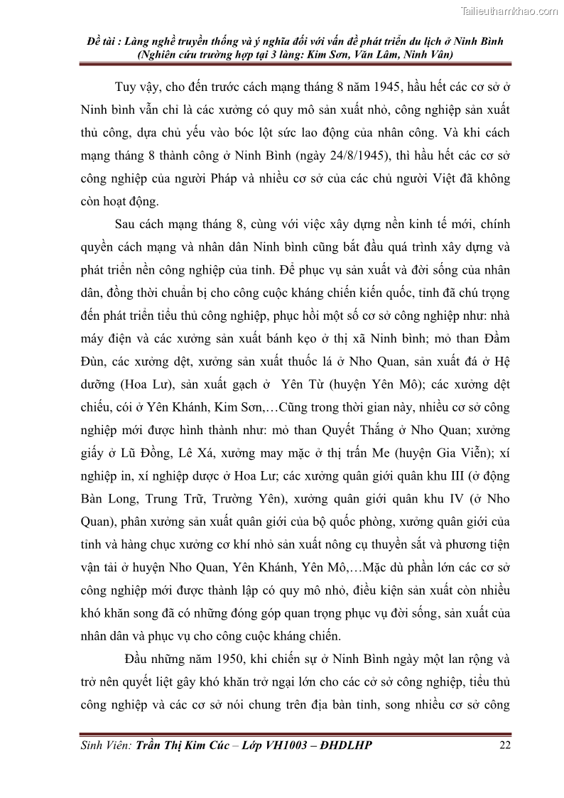 Khóa luận tốt nghiệp Văn hóa du lịch Làng nghề truyền thống và ý nghĩa đối với vấn đề phát triển du lịch ở tỉnh Ninh Bình - 4 Trang 25